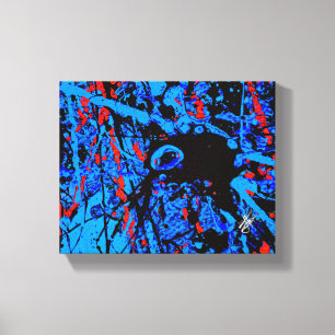 Lienzo Miedo Azul Rojo Negro Salpicadura Abstracta