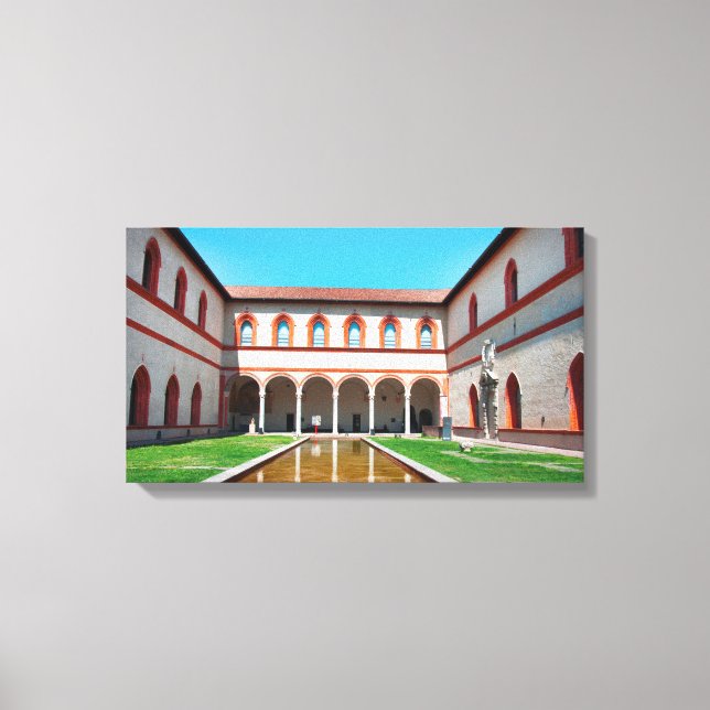 Lienzo milan italy pool Sforza Castle Courtyard monumento (Anverso)