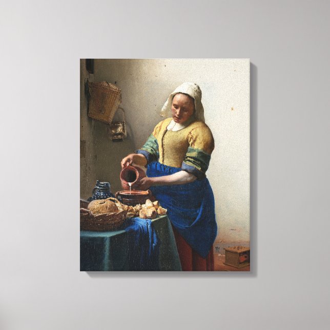 Lienzo Milkmaid de Johannes Vermeer (Anverso)