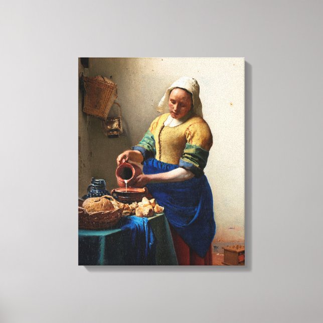 Lienzo Milkmaid Kitchen Maid por Johannes Vermeer (Anverso)