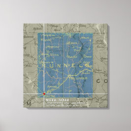 Lienzo Millas de Vintage, Texas Map Streaming Canvas Prin