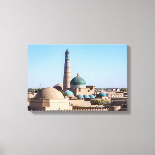 Lienzo Minarete y mezquita de Islam Khodja - Khiva, Uzbek