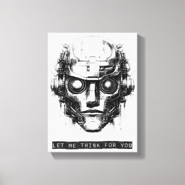 Lienzo Mind Control Cyberpunk Robot Black Print Canvas (Anverso)