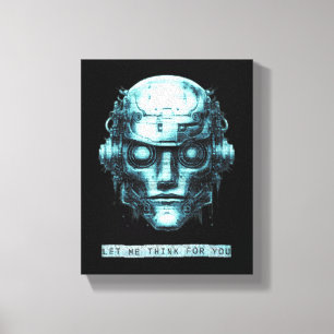 Lienzo Mind Control Cyberpunk Robot Blue Grunge