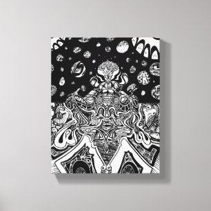 Lienzo Mindmelt Phrame Negro Blanco Linework