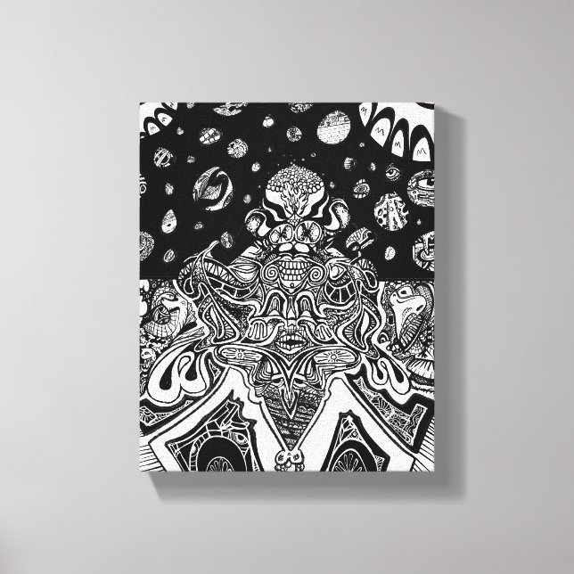 Lienzo Mindmelt Phrame Negro Blanco Linework (Anverso)