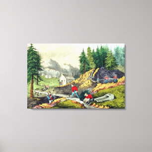 Lienzo Minería aurífera en California