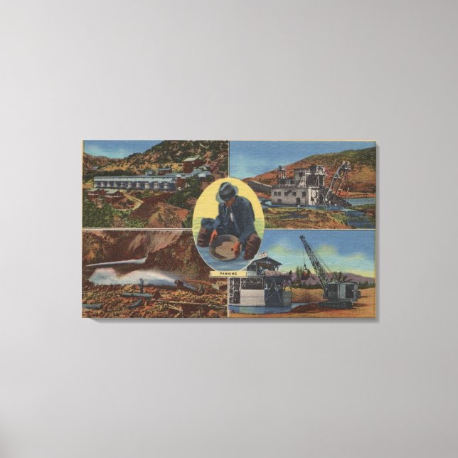 Lienzo Minería de oro en California - Quarz, Dredge (Anverso)