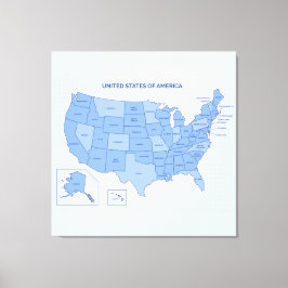 Lienzo Minimal Blue United States Map Illustration