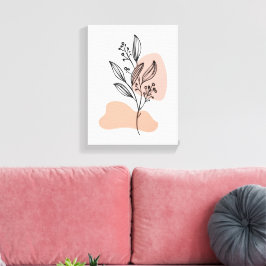Lienzo Minimal Line Art Floral Canvas – Soft Pastel Botan