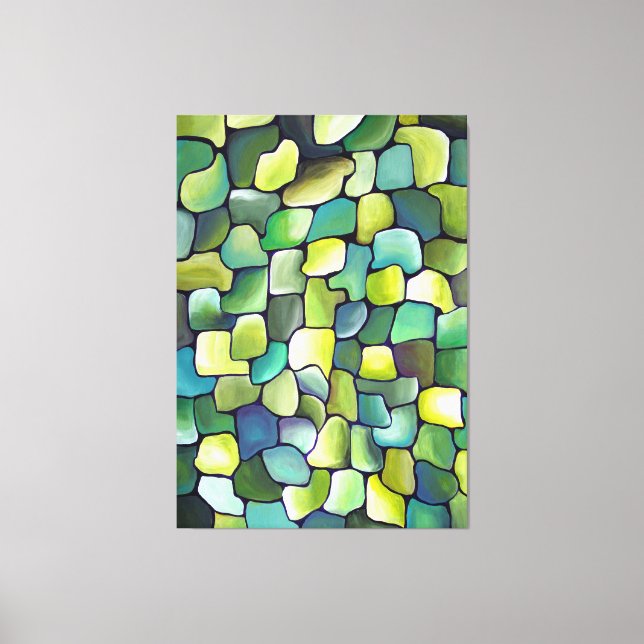 Lienzo Minimalismo contemporáneo Patrón verde Artdeco (Anverso)