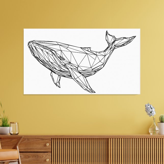 Lienzo Minimalist Geometric Whale Canvas Wall Art (Insitu (Sala de estar))