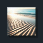 Lienzo Minimalist Golden Sand Ripples on Tropical Beach<br><div class="desc">A serene and warm digital masterpiece featuring deep,  rhythmic ripples in golden sand leading toward a calm turquoise ocean. The soft light of the setting sun creates a peaceful,  dreamlike atmosphere,  highlighting the elegant textures of the shore. Perfect for high-end home decor,  calming office spaces,  or sophisticated coastal-themed interiors.</div>