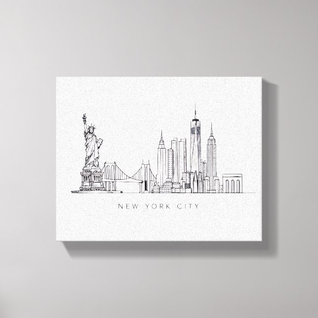 Lienzo Minimalist New York City Skyline Line Art (Anverso)