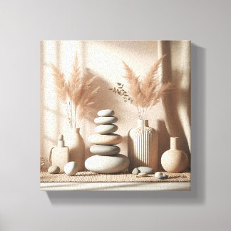Lienzo Minimalist Zen Still Life Art - Balanced Stones an
