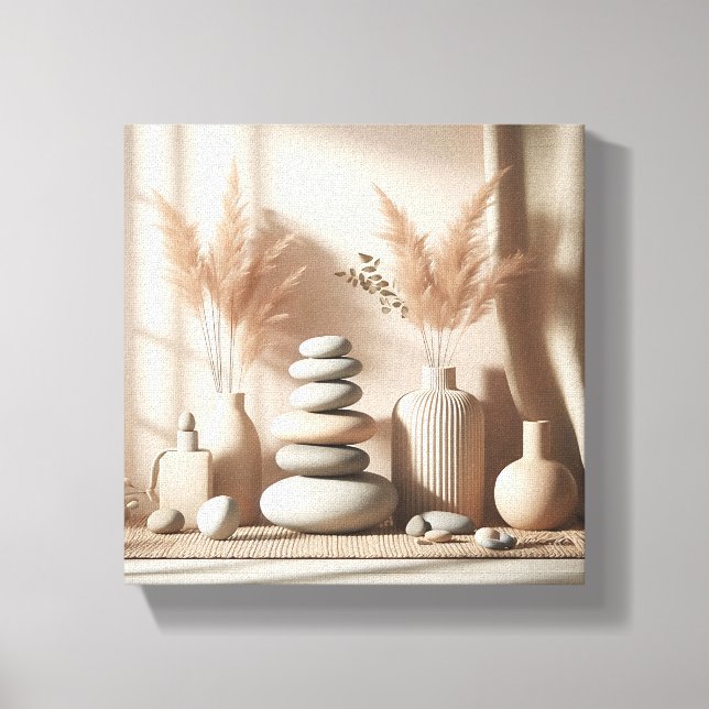 Lienzo Minimalist Zen Still Life Art - Balanced Stones an (Anverso)