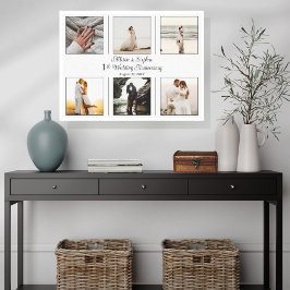 Lienzo Minimalista 6 foto primer aniversario Boda