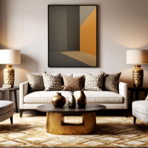 Lienzo Minimalista abstracto naranja y gris