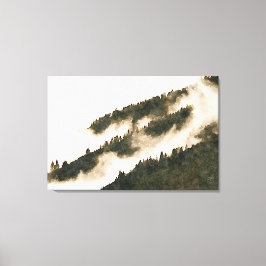 Lienzo Minimalista acuarela Misty Mountain Landscape