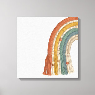 Lienzo Minimalista Boho Macramé Arcoíris