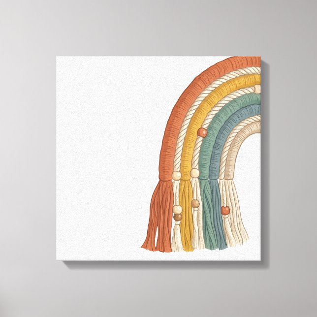Lienzo Minimalista Boho Macramé Arcoíris (Anverso)
