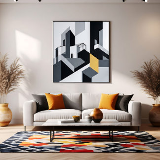 Lienzo Minimalista Geométrico Blanco y Negro