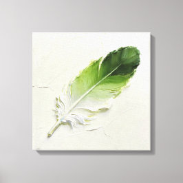 Lienzo Minimalista pluma verde salvia 3D elegante