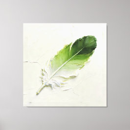 Lienzo Minimalista pluma verde salvia 3D elegante