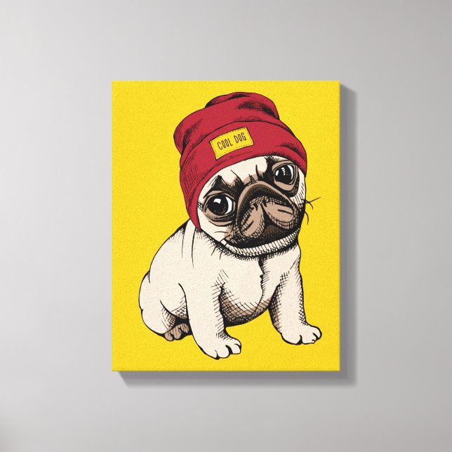 Lienzo Minipipa Hipster Pug (Anverso)