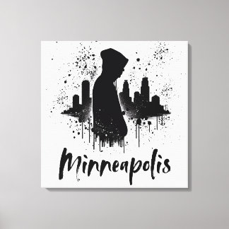Lienzo Minneapolis Ink Blot Skyline Canvas Art