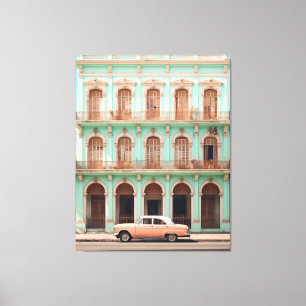 Lienzo Mint Building Peach Car Havana Cuba