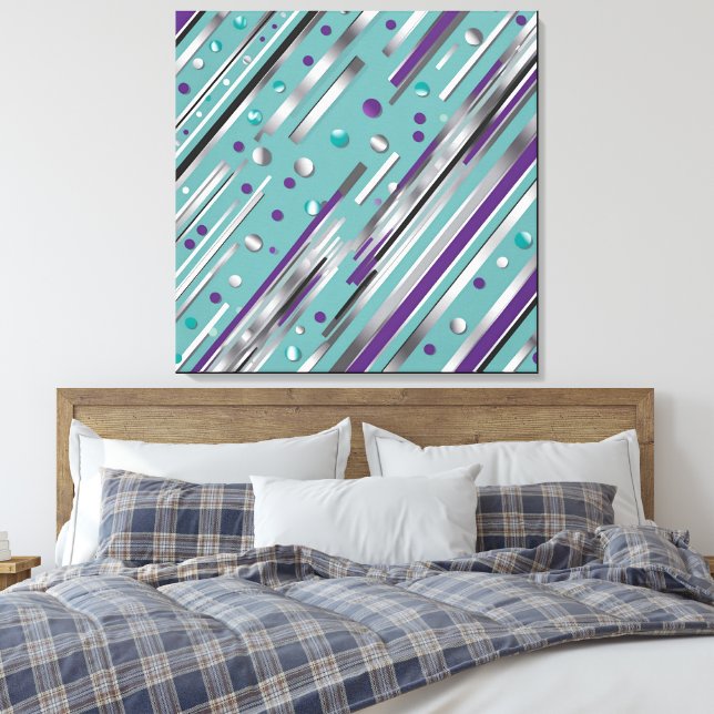 Lienzo Mint green and Purple polka dot stripe  (Insitu(Dormitorio))