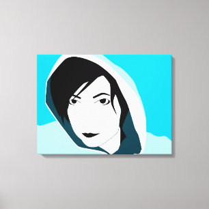 Lienzo mirada de capucha turquesa