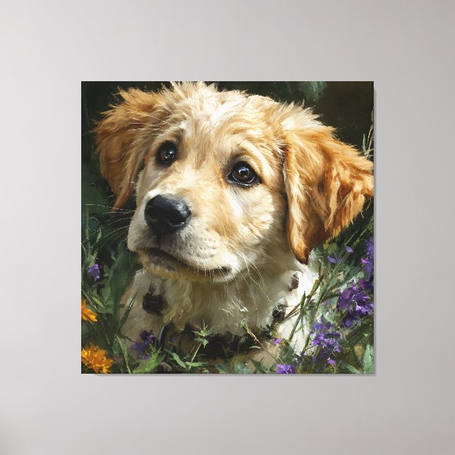 Lienzo Mirada de Flor Silvestre Cachorro Dorado (Anverso)