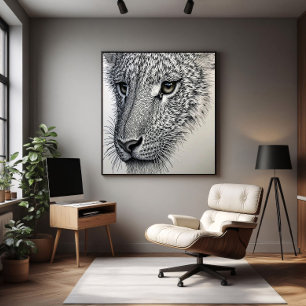 Lienzo Mirada de Lobo Detallada