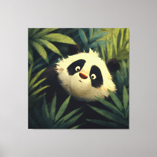 Lienzo Mirada de Panda entre el Follaje