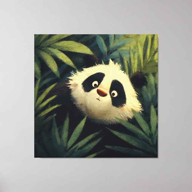 Lienzo Mirada de Panda entre el Follaje (Anverso)