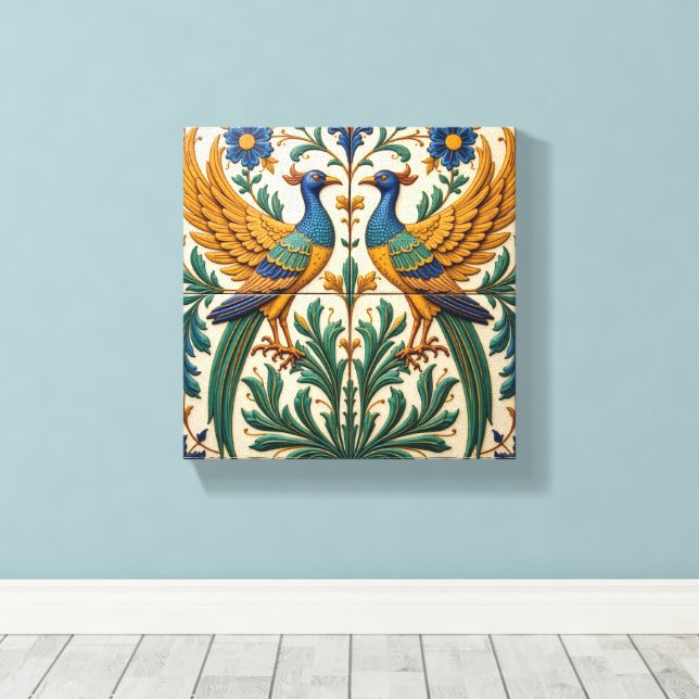 Lienzo Mirrored Peacocks (Insitu (piso de madera))