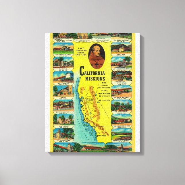 Lienzo Misiones españolas de California mostrando (Anverso)