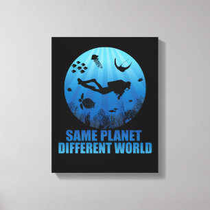 Lienzo Mismo planeta Diferente Buceador Mundial de Scuba
