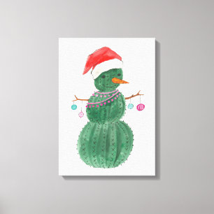 Lienzo Mismo un muñeco de nieve del navidad del cactus