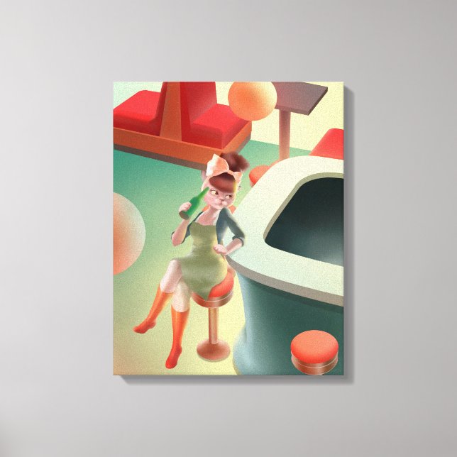 Lienzo Miss Meow - Serie nocturna de bares (Anverso)