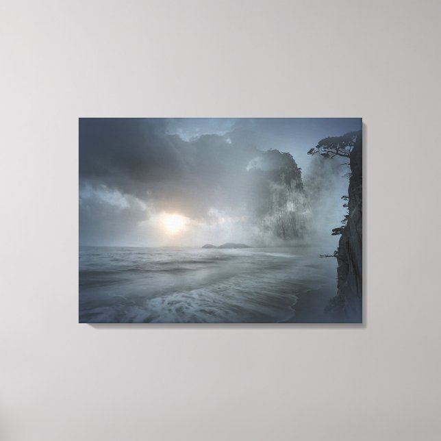 Lienzo Mística puesta de sol en la escena del acantilado  (Anverso)