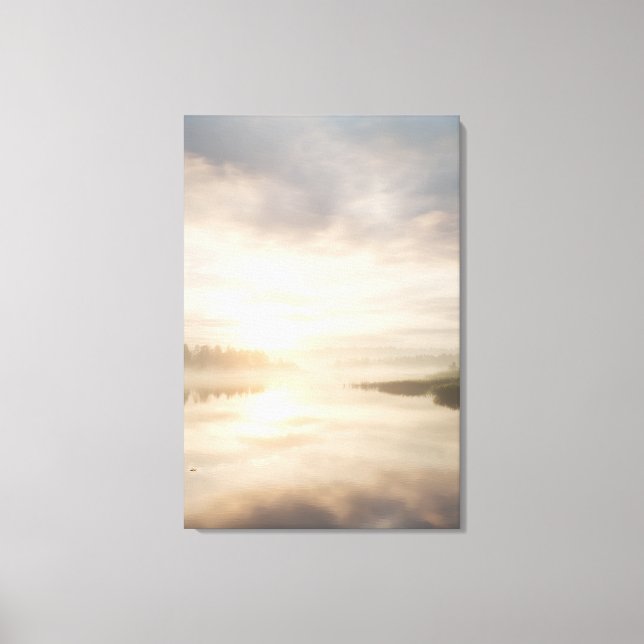 Lienzo Misty Lake Sunrise Golden Reflection (Anverso)