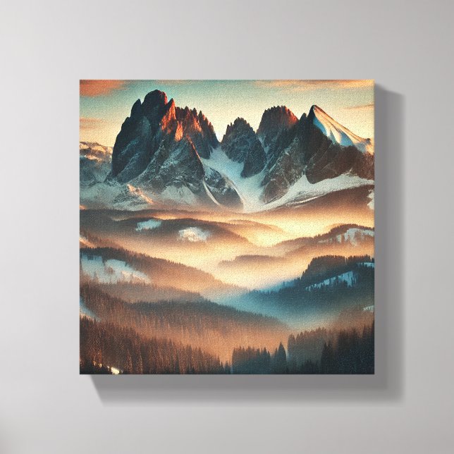 Lienzo Misty Mountain Stretched Canvas Print Wall Art (Anverso)