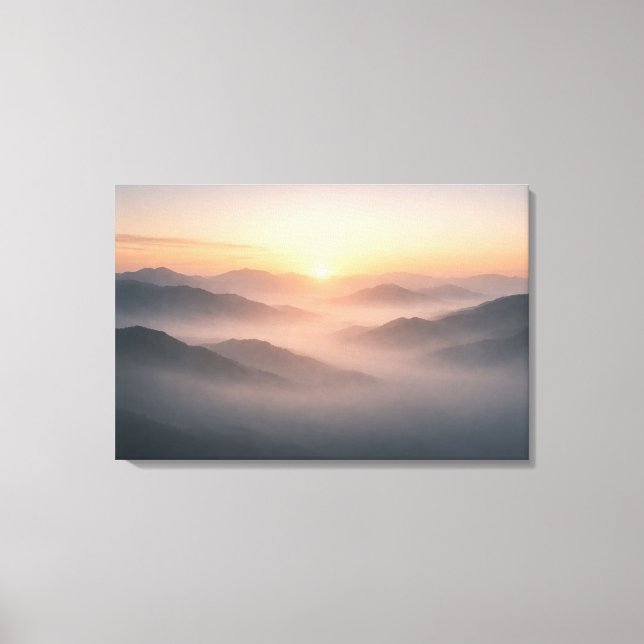 Lienzo Misty Mountain Sunrise Landscape Canvas Print (Anverso)