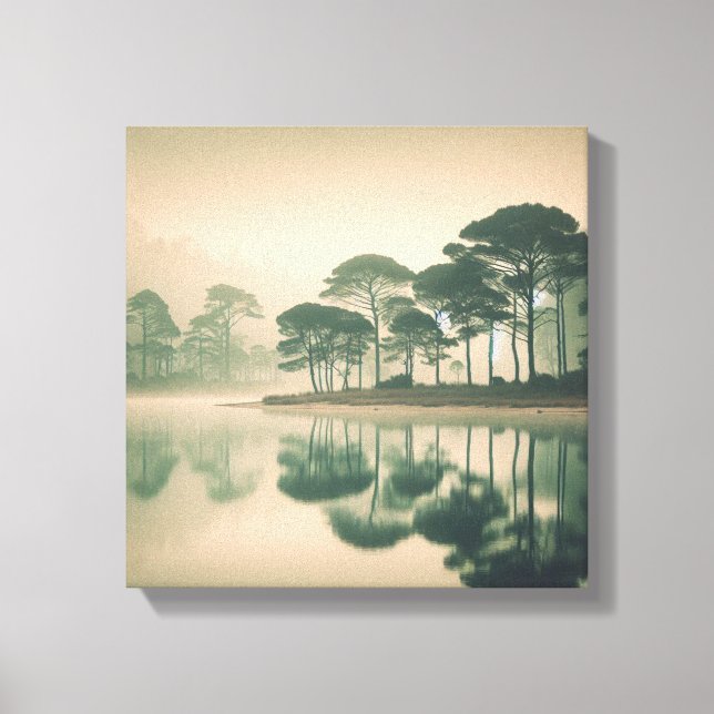 Lienzo Misty Tranquil Lake View – Canvas Wall Art (Anverso)