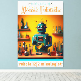 Lienzo Mixólogo de Robot Futurista Retro ROBIA 12J2