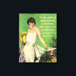Lienzo Moda Art Deco: Cita motivacional de invierno<br><div class="desc">Este ilustracion es de un Diario del Pueblo impreso en los años 20. Si tiene a una mujer encantadora con un hermoso vestido blanco rodeado por un jardín de verano. Lo he mejorado con una cita motivadora de Albert Camus, recordándonos que no importa lo sombrío que pueda ser nuestro mundo,...</div>