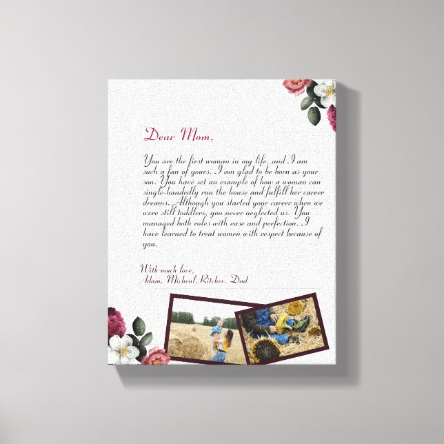 Lienzo moda Carta de amor personalizada Regalo manuscrito (Anverso)